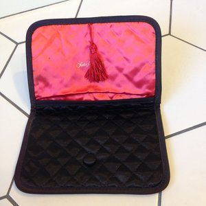 VTG 60s Saks Fifth Avenue Black Quilted Satin Foldover Clutch / Jewelry Bag